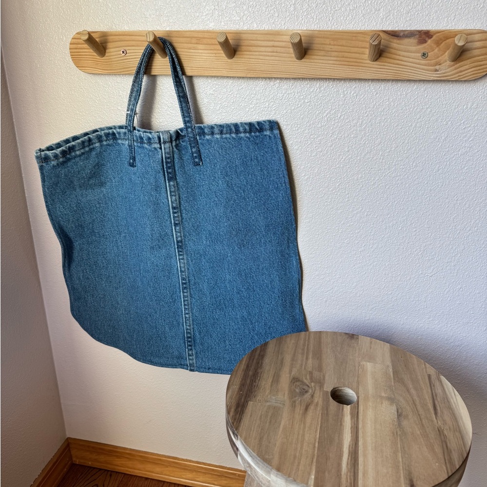 Denim Tote Bag in Medium Blue Hand Sewn By Me - Picture 4 of 8